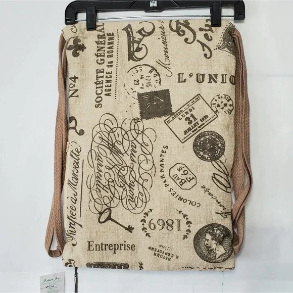 *SOLD* Indian Inc. Butterfly Boho Burlap Knapsack Bag - Picture 2 of 8